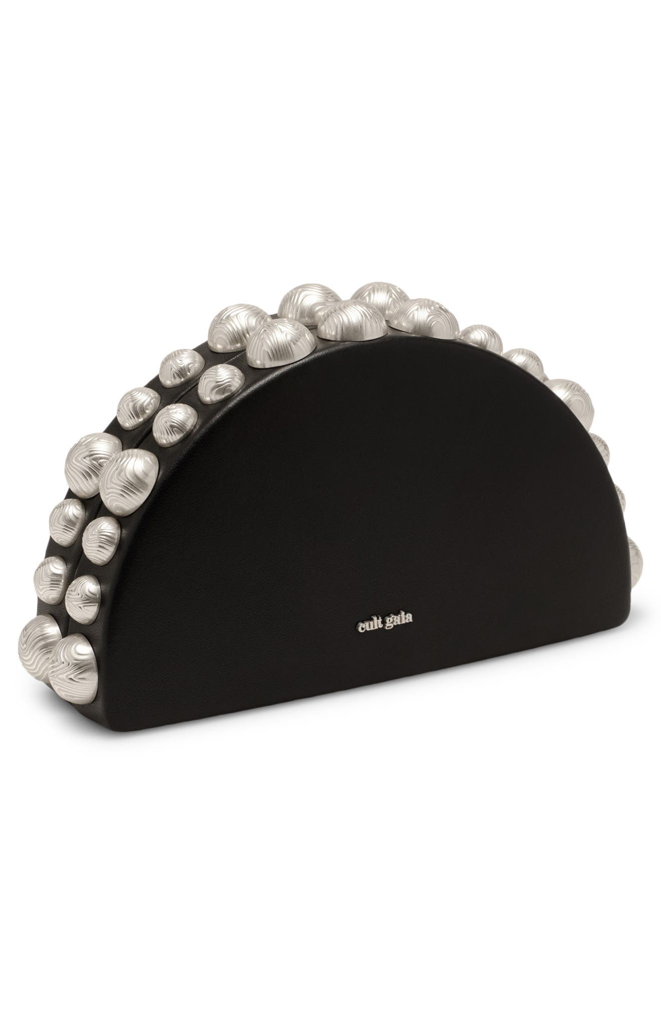 Gili Leather Clutch, Alternate, color, BLACK