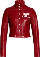 Courrèges Logo Patch Coated Stretch Cotton Crop Jacket