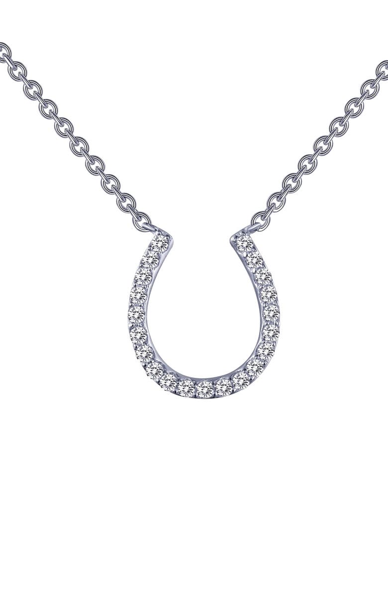 Lafonn Horseshoe Simulated Diamond Pendant Necklace, Main, color,