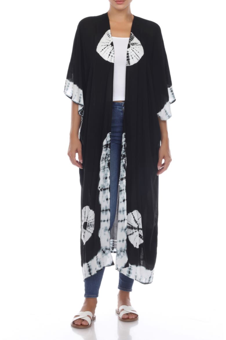 Tie Dye Ruana, Alternate, color, BLACK