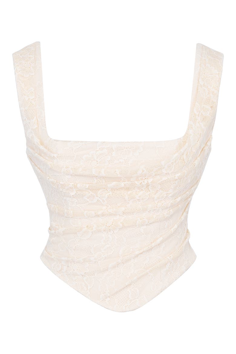 Una Floral Cowl Neck Lace-Up Corset Top, Alternate, color, VINTAGE CREAM