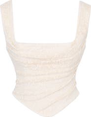 HOUSE OF CB Una Floral Cowl Neck Lace-Up Corset Top