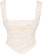 HOUSE OF CB Una Floral Cowl Neck Lace-Up Corset Top