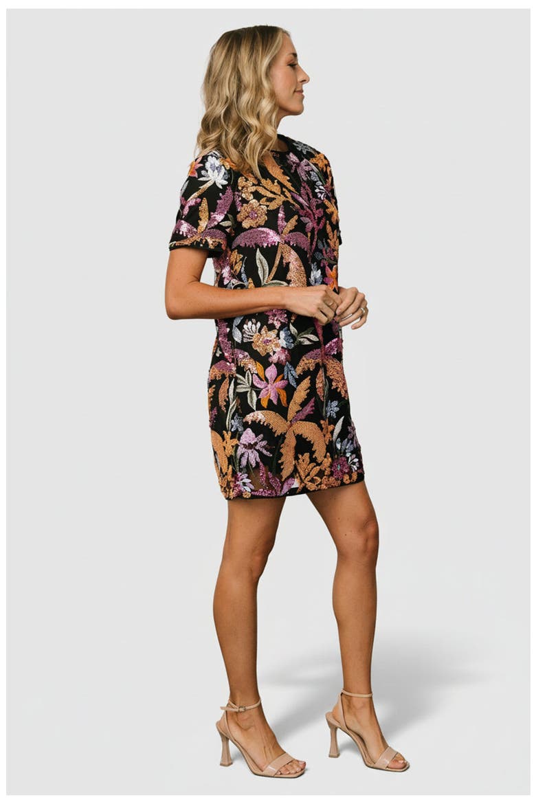Patricia Sequin Short Dress, Alternate, color, Black