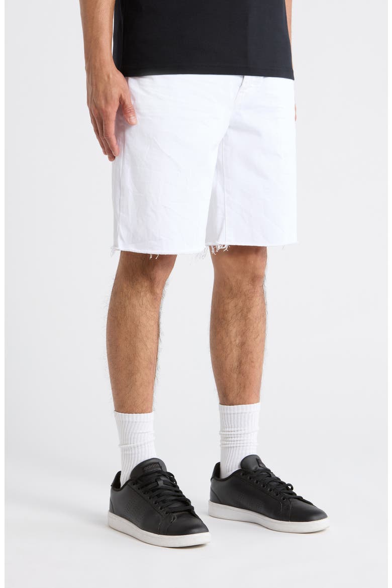Optic White Denim Cutoff Shorts, Alternate, color, WHITE