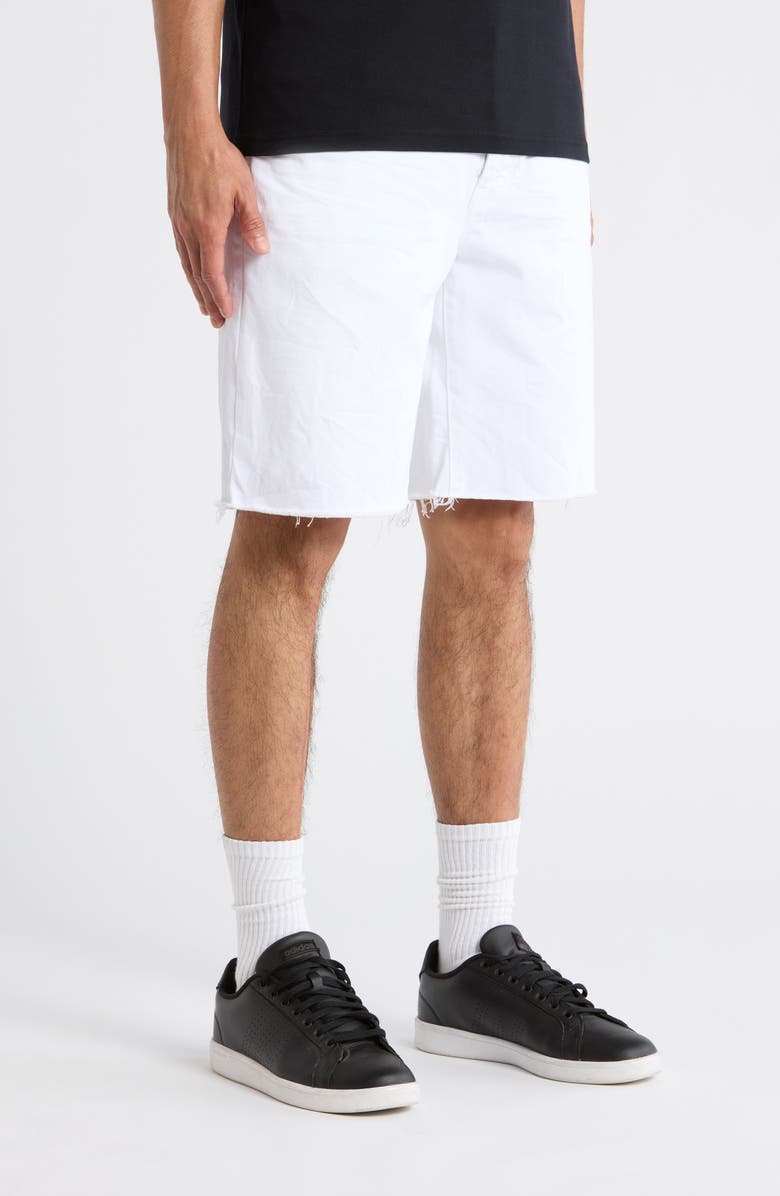 PURPLE BRAND Optic White Denim Cutoff Shorts, Alternate, color, White