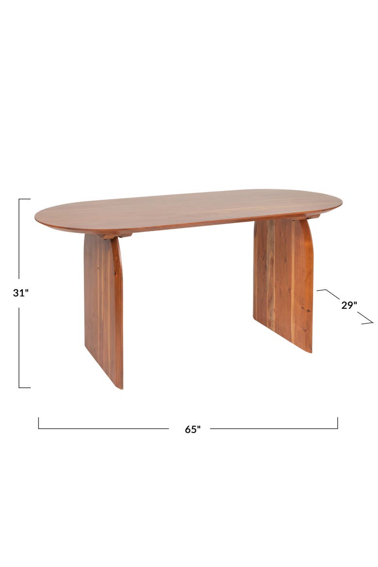 Pill-Shaped Dining Table with Half-Moon Base, Alternate, color, Natural