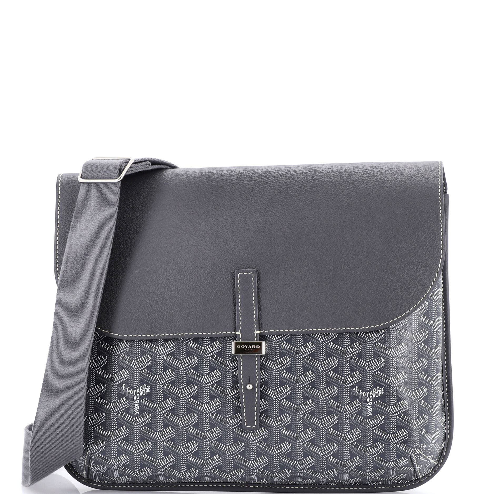 Pre-Owned Goyard Coursier Messenger Bag Coated Canvas and Leather, Main, color, Gray