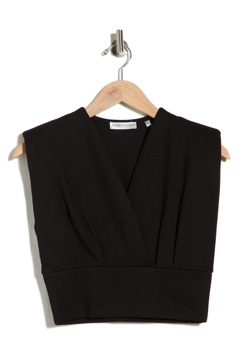 Cropped Surplice Top, Alternate, color, BLACK