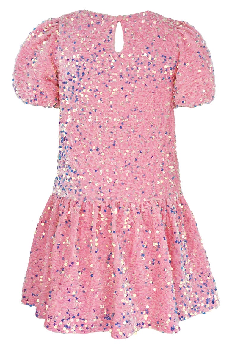 Kids' Sequin Puff Sleeve Velvet Party Dress, Alternate, color, PINK