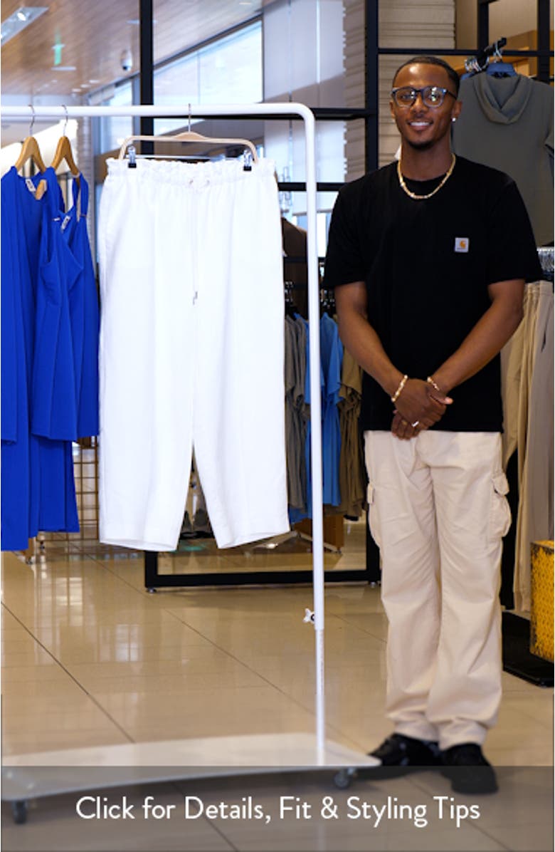 Linen Blend Crop Wide Leg Drawstring Pants, sales video thumbnail