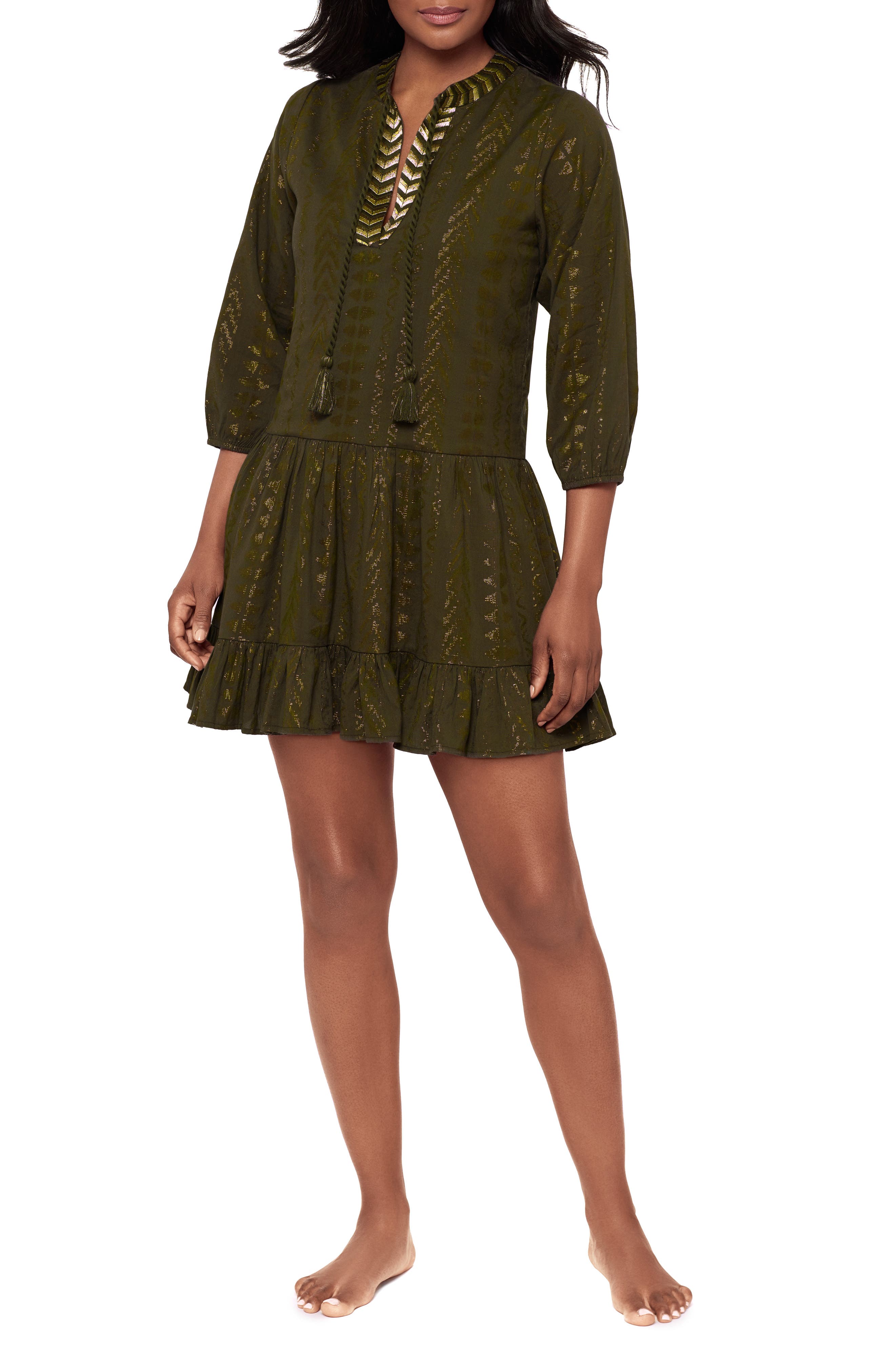 Metallic Jacquard Cover-Up Dress - image 3