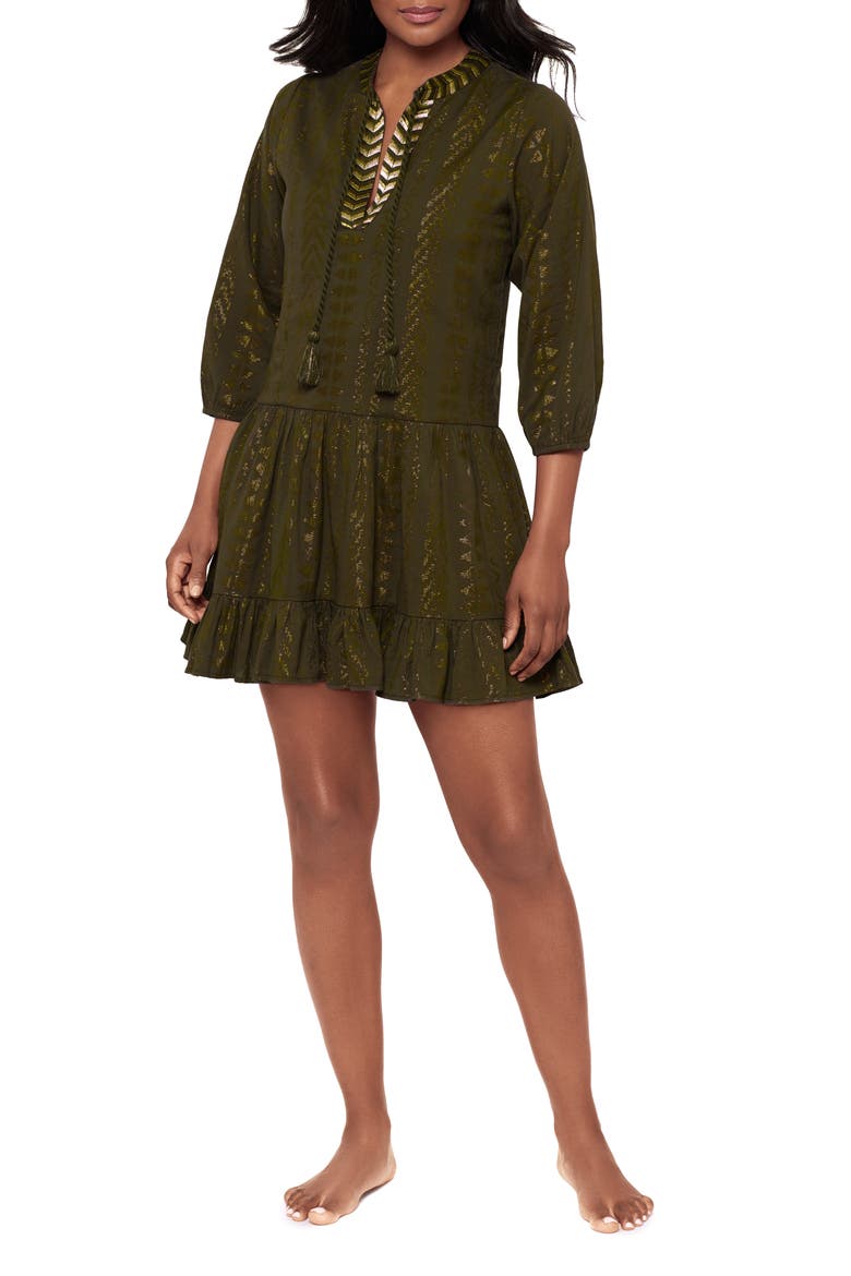 Metallic Jacquard Cover-Up Dress, Main, color, NORI