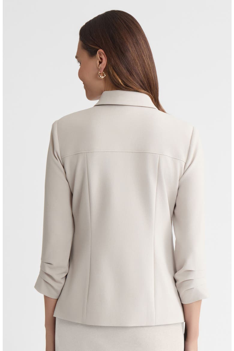 Heritage Stretch Deco Crepe Scrunch Sleeve Jacket, Alternate, color, Limestone/Black