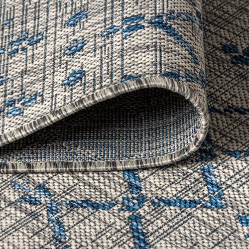 Jonathan Y Ourika Moroccan Geometric Textured Weave Indoor/outdoor Area Rug In Light Gray/navy