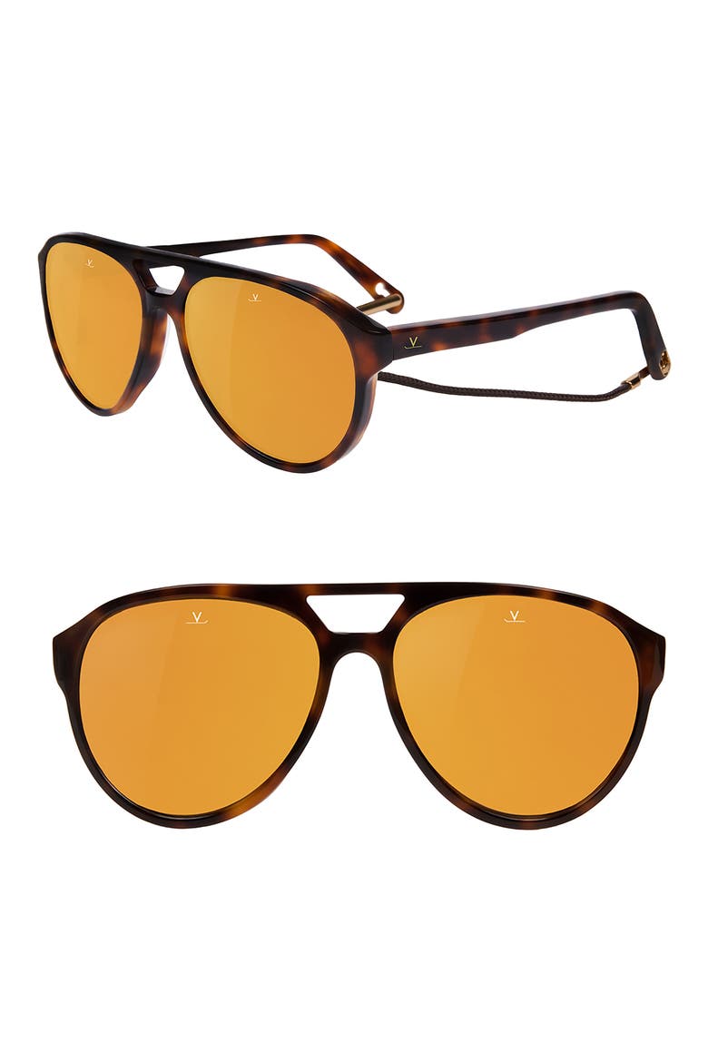 Tom 64mm Aviator Sunglasses, Main, color, PURE BROWN BRONZE FLASH