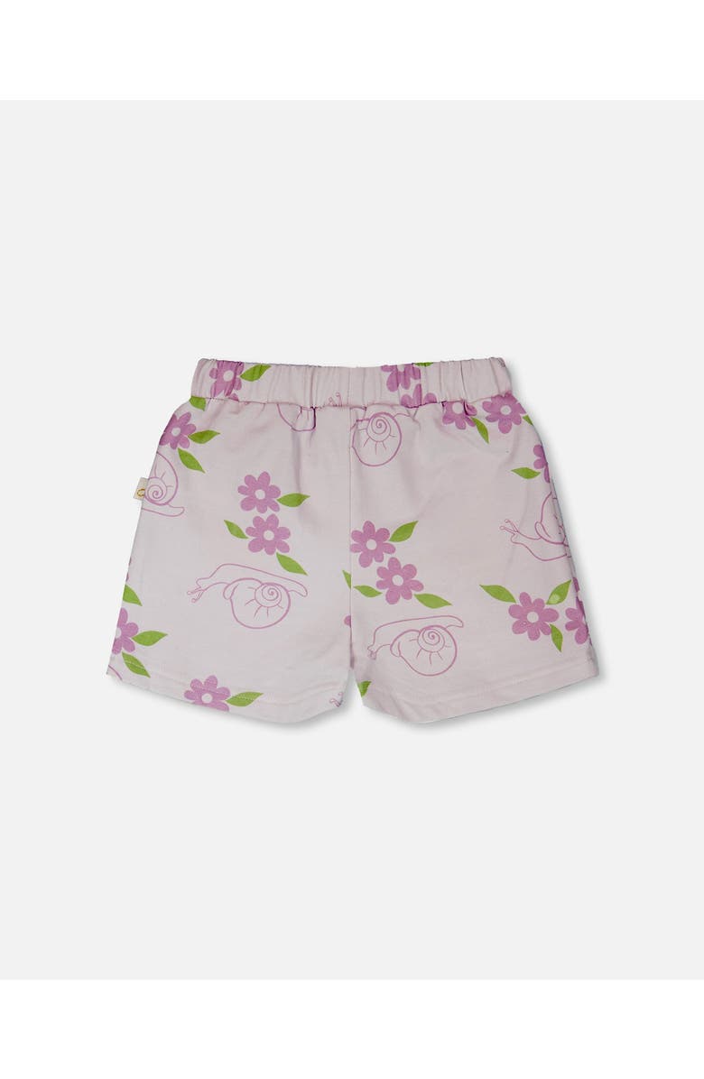 Deux par Deux French Terry Snails Shorts, Alternate, color, Lilac Snails Print