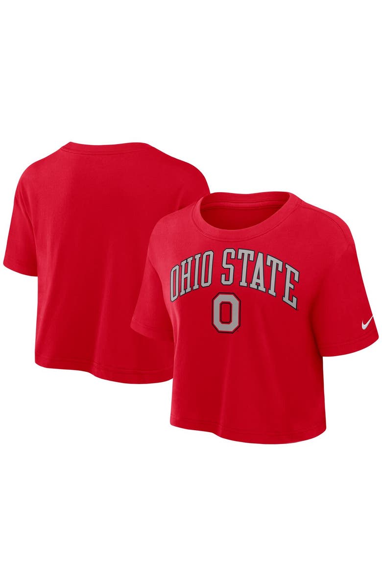 Nike Women's Nike Scarlet Ohio State Buckeyes Athletic Prep Arch Performance Cropped T-Shirt, Main, color, Scarlet