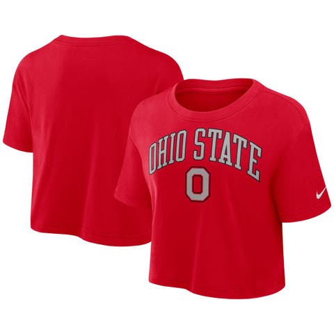 Women's Nike Scarlet Ohio State Buckeyes Athletic Prep Arch Performance Cropped T-Shirt