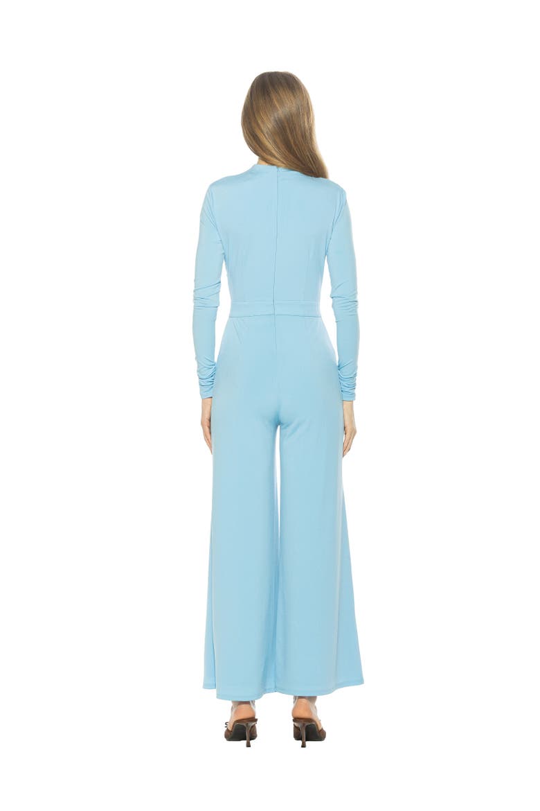 Yael Long Sleeve Ruched Top Jumpsuit, Alternate, color, Denim