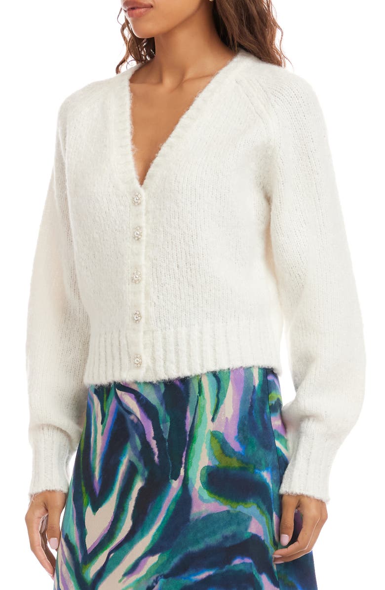 Karen Kane Pearl Button Cardigan, Alternate, color, Off White