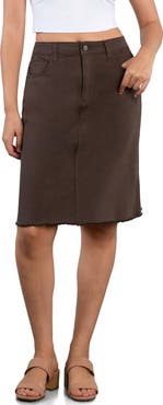 Wash Lab Denim Fray Hem Denim Skirt