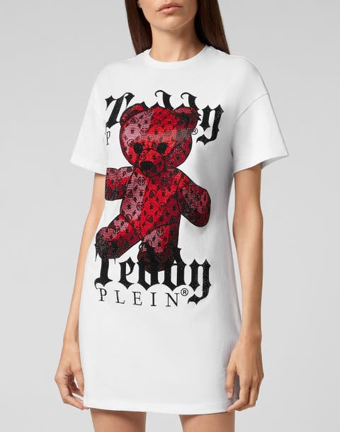T-Shirt Short Dresses Monogram Teddy Bear Women