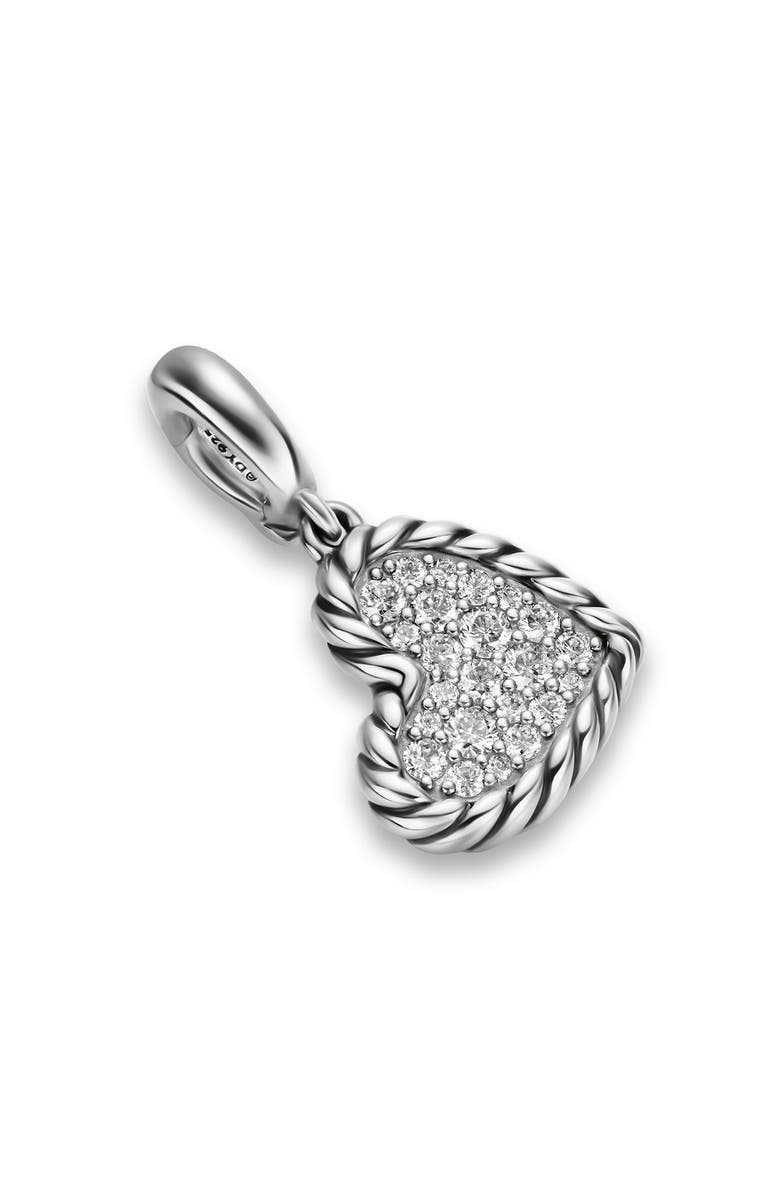 David Yurman DY Elements<sup>®</sup> Heart Pendant in Sterling Silver with Diamonds, 12.7mm, Main, color, Silver Pave