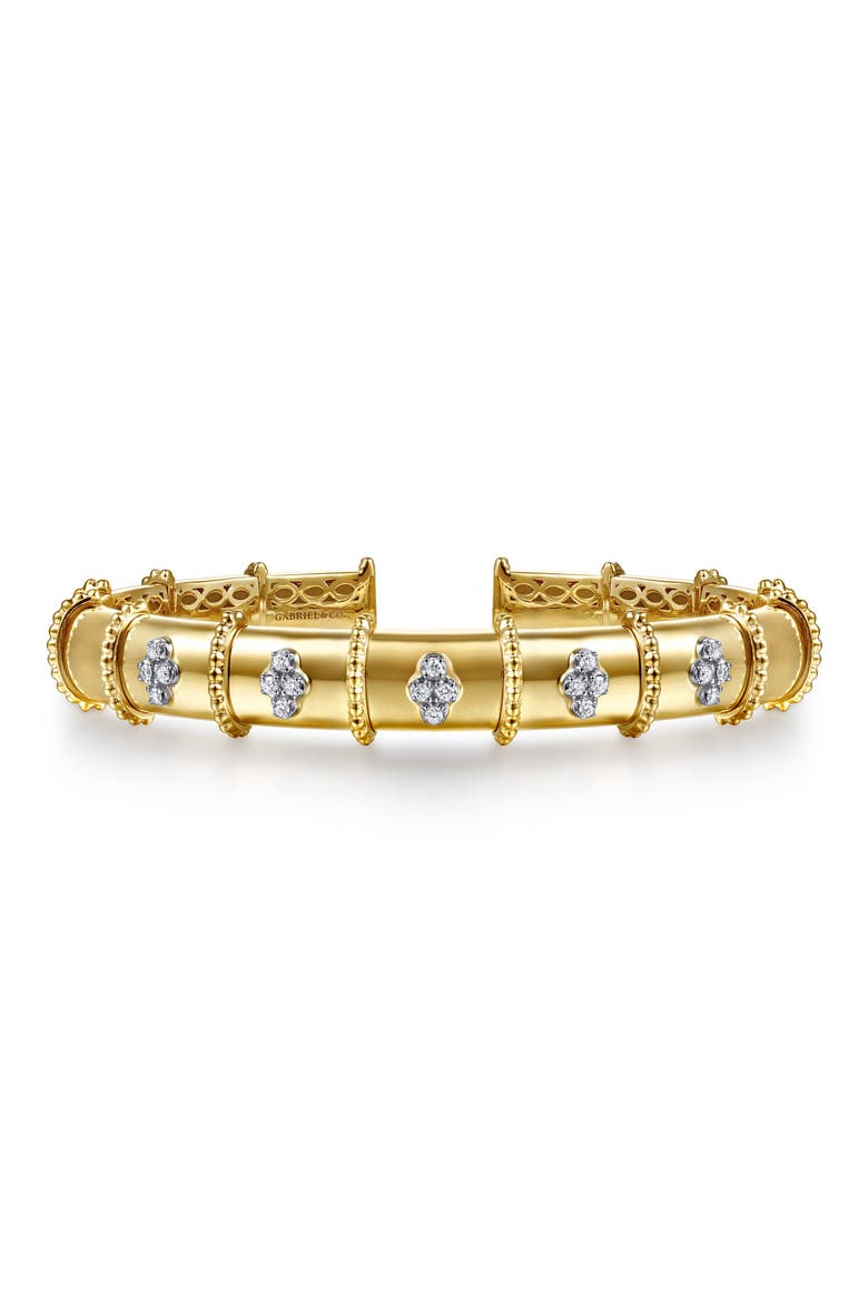 Bujuka 14k Gold Diamond Cuff Bracelet, Main, color, 14K YELLOW/ WHITE GOLD