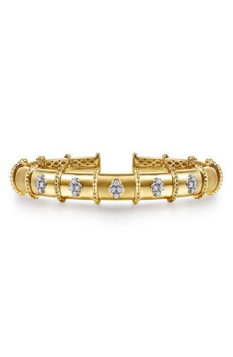 Bujuka 14k Gold Diamond Cuff Bracelet