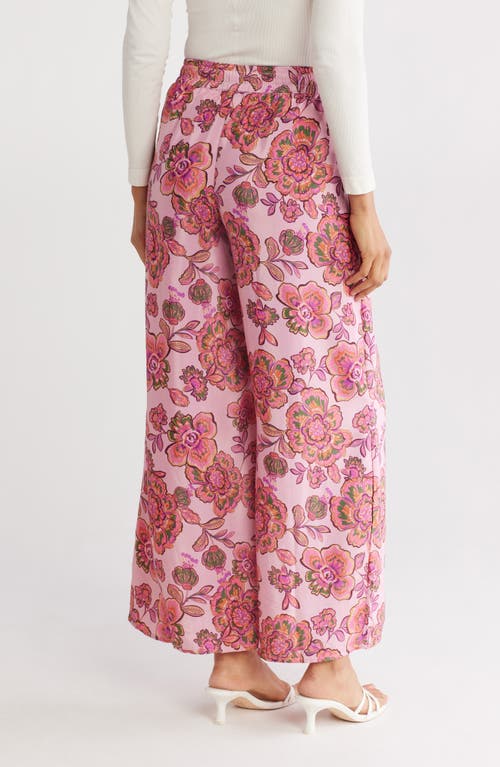 T Tahari Drawstring Waist Wide Leg Pants In Princess Floral