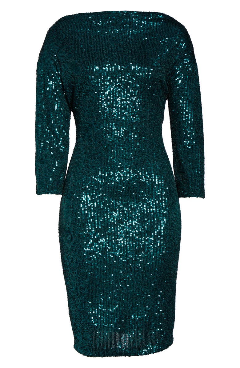 Mark + James by Badgley Mischka Badgley Mischka Sequin Drape Back Party Dress, Alternate, color, 