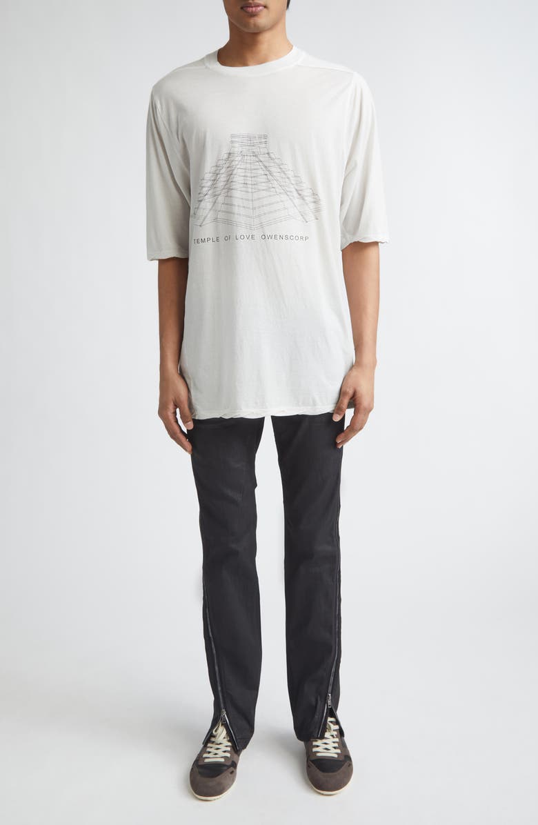 Rick Owens Temple Jumbo Graphic Cotton T-Shirt, Alternate, color, Milk Wash/ Black