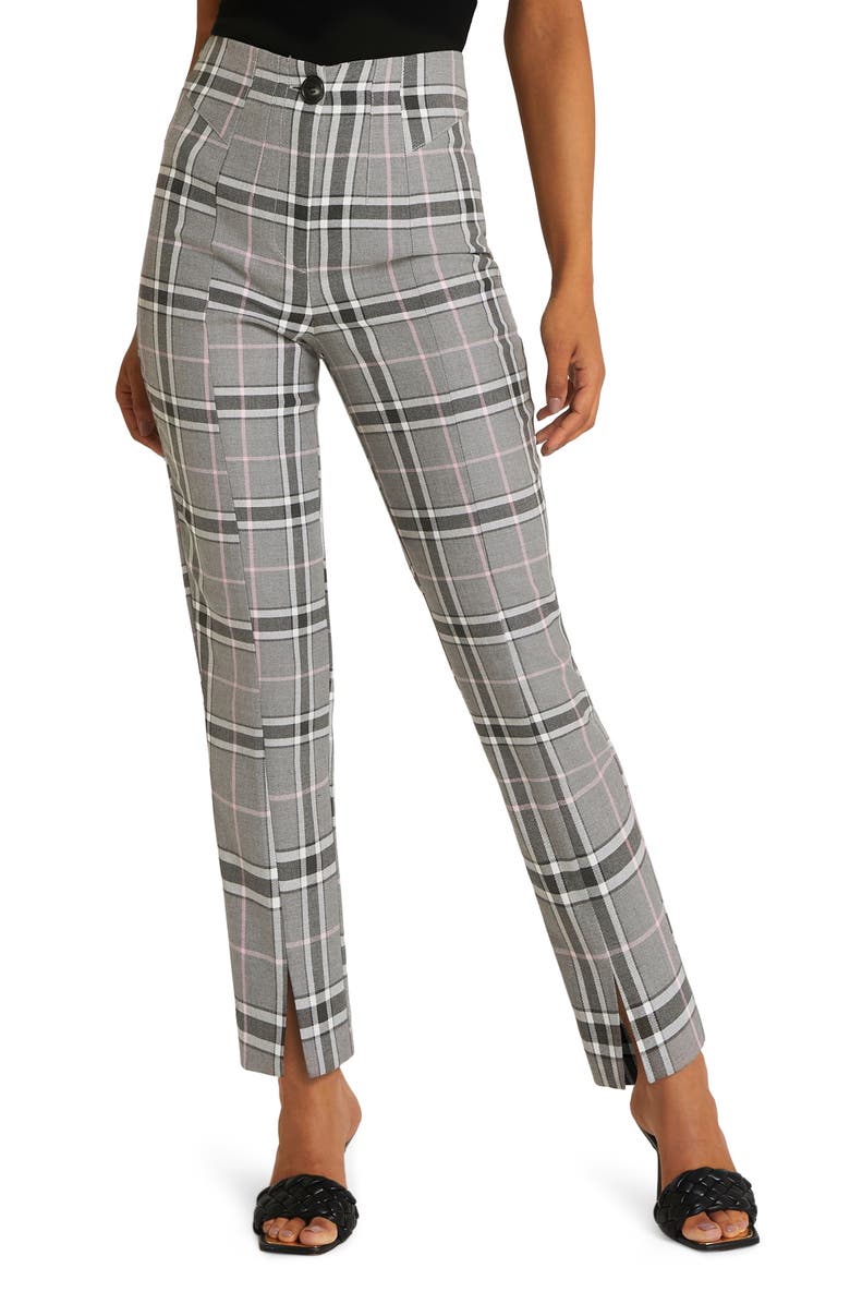 River Island Plaid Split Front Cigarette Pants, Main, color,