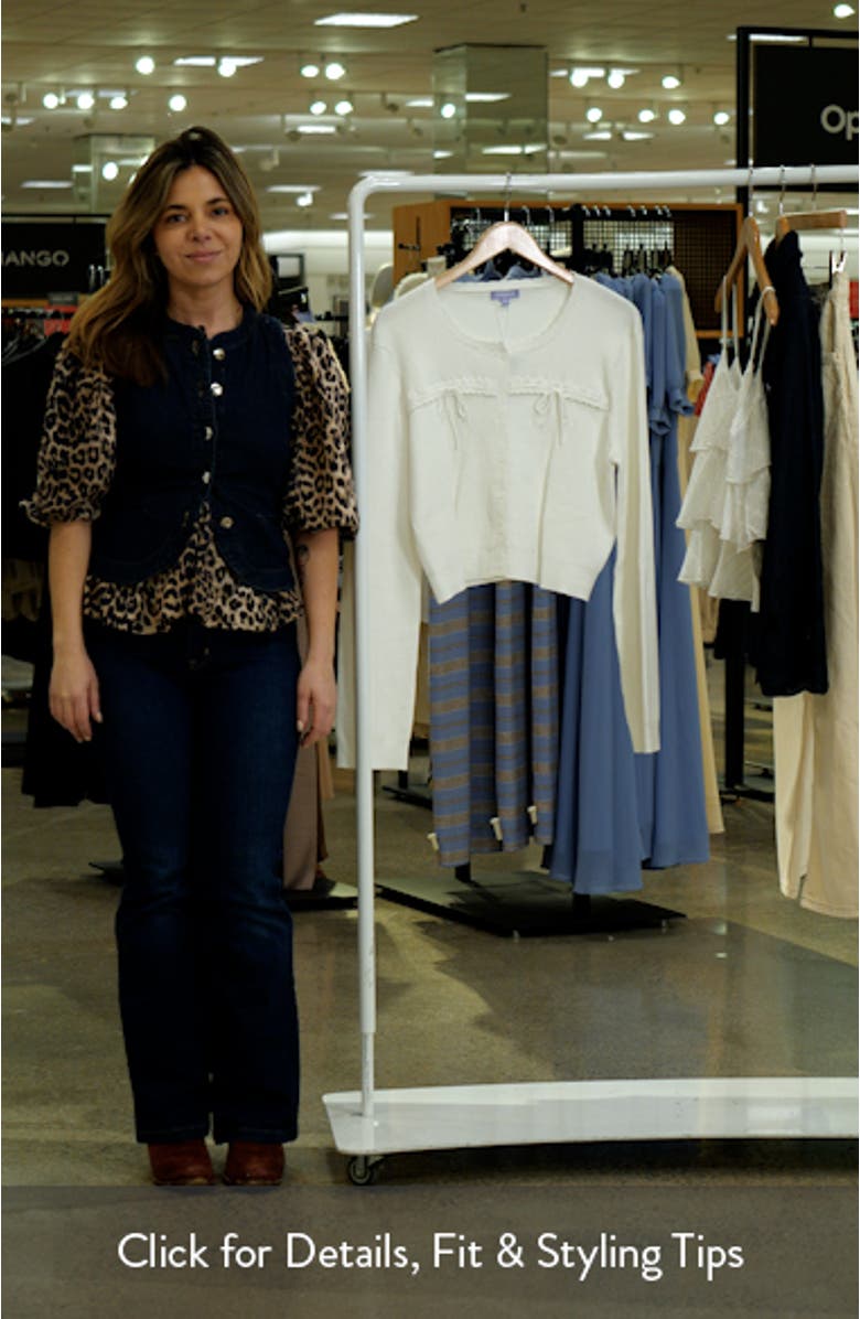 Baby Bow Rib Knit Button Front Crop Cardigan, sales video thumbnail