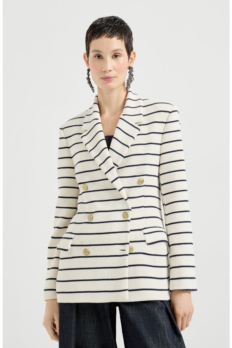 Striped knit blazer, Main, color, Blue