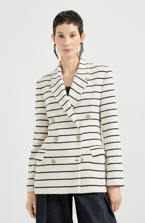Striped knit blazer