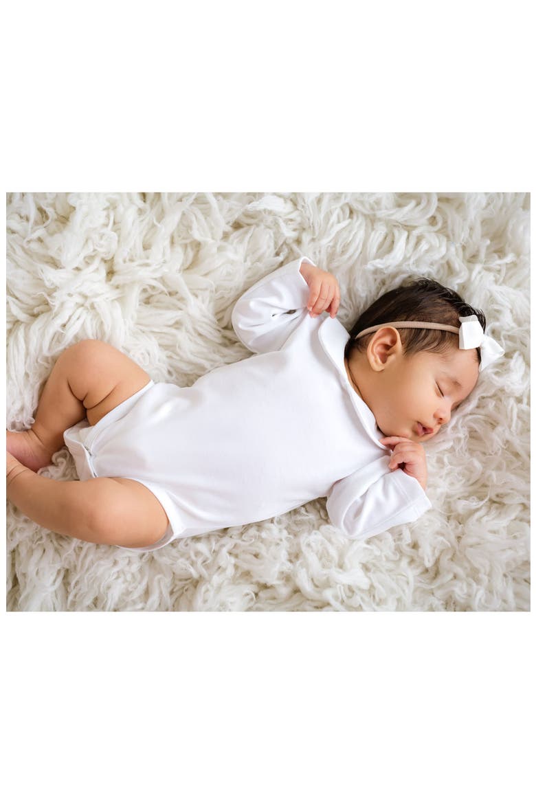 Round Collar Long Sleeve Bodysuit, Alternate, color, White