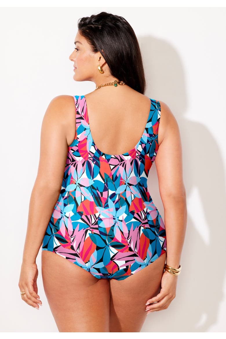 Sarong Front One Piece Swimsuit, Alternate, color, Rio Tropical