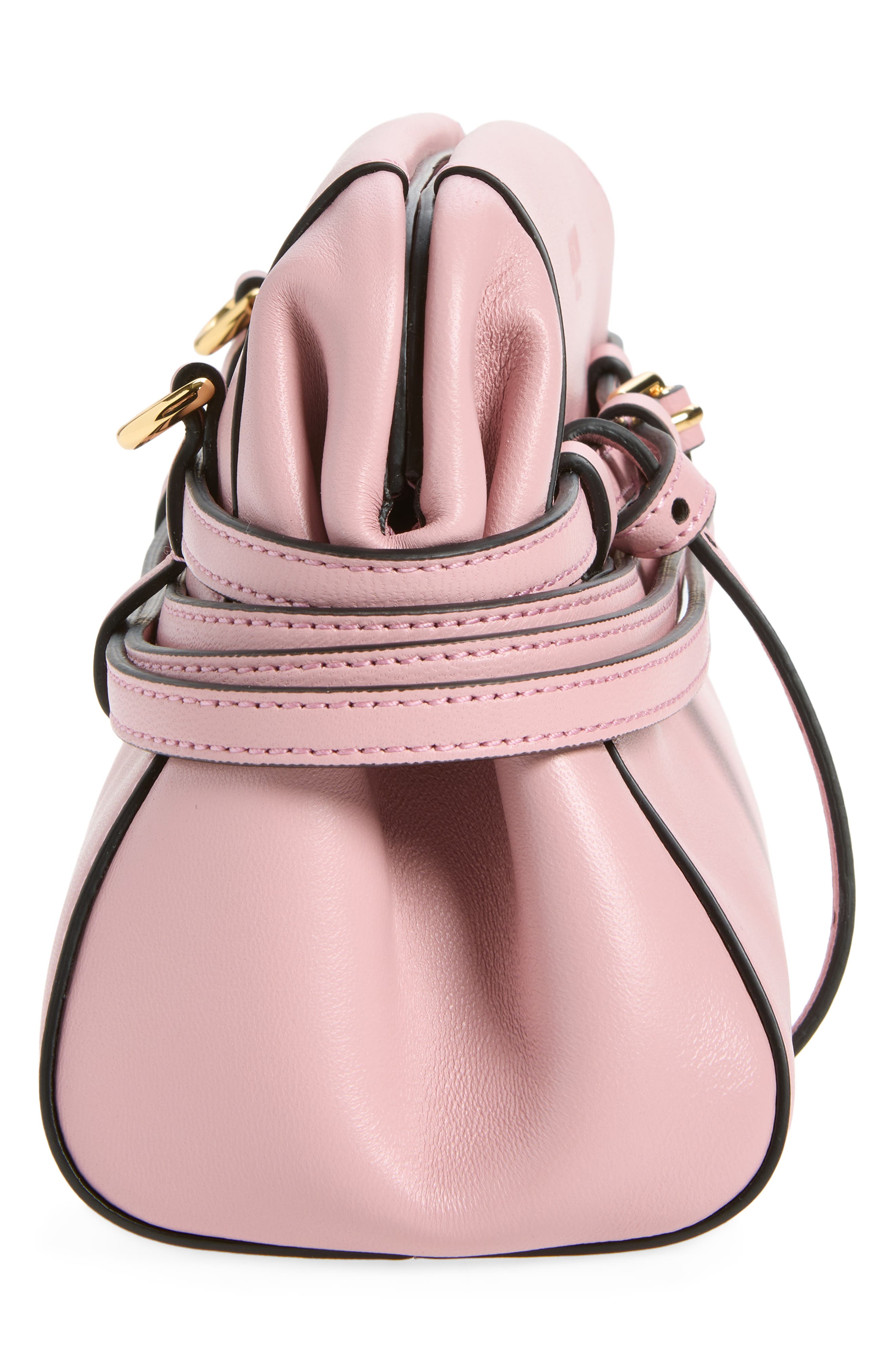 Tie Me Leather Clutch, Alternate, color, PINK