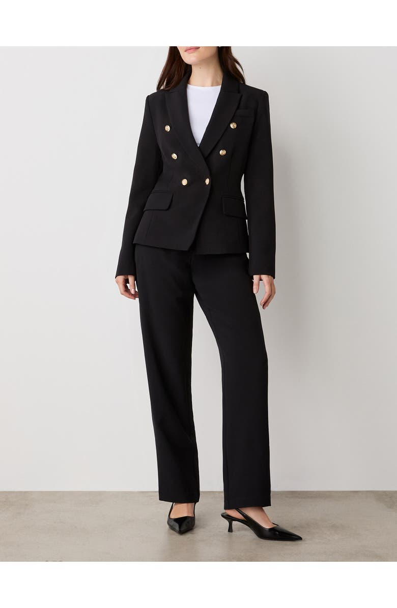 Finery London Lydia Long Sleeve Button Detail Blazer, Alternate, color, Black