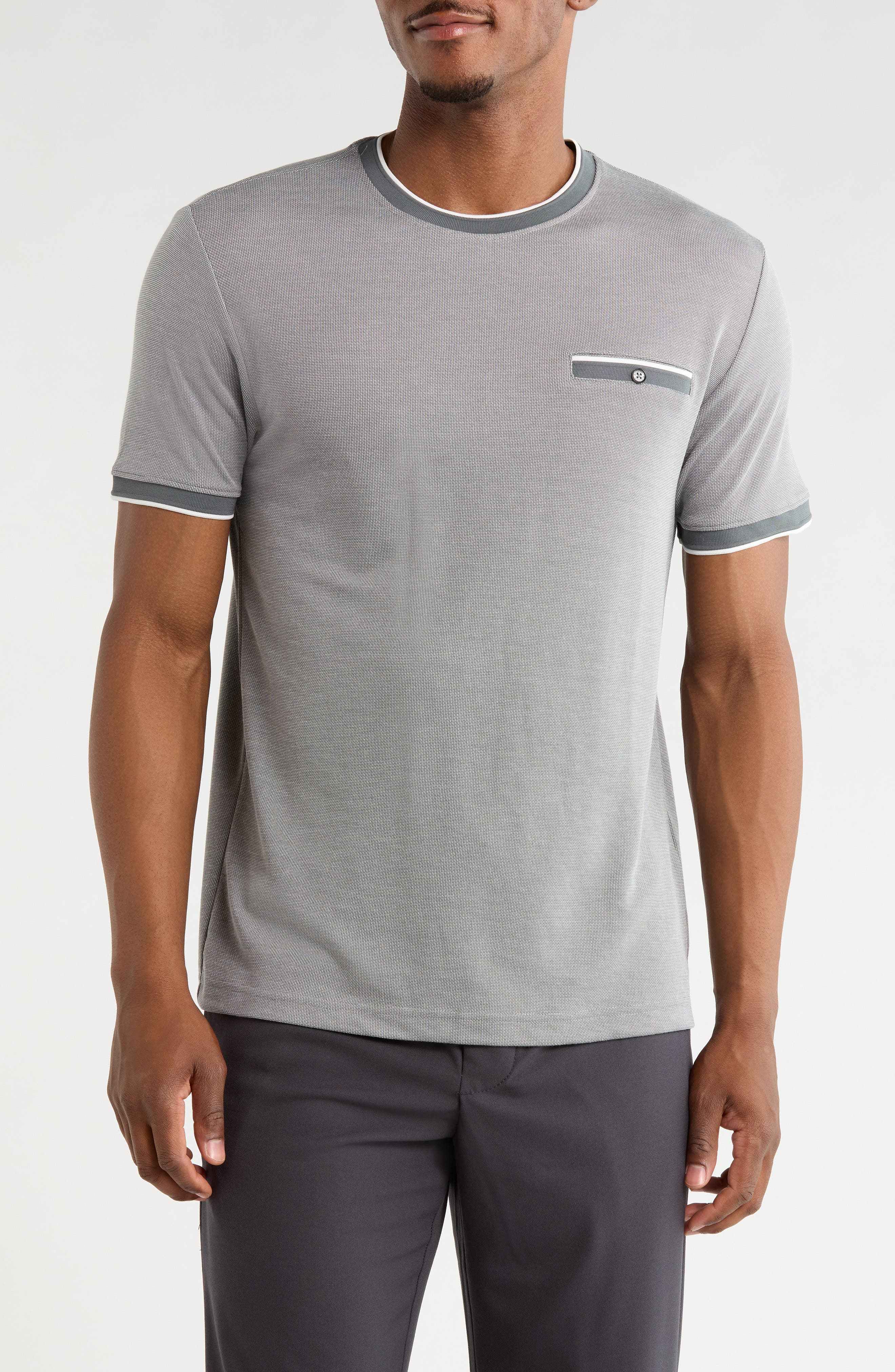 DENIM AND FLOWER Tipped Knit Crewneck T-Shirt