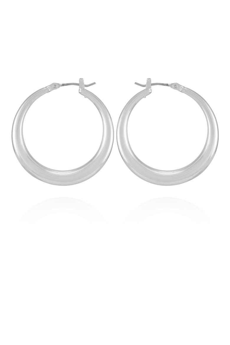 Double-Ring Silver- Hoop Earrings, Main, color, Silver