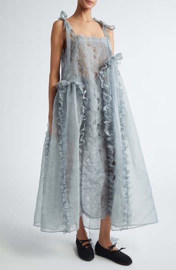 Cecilie Bahnsen Oswald Magnolia Embroidered Organza Dress