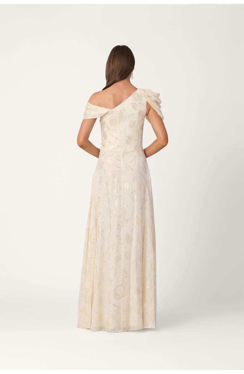 Shoshanna Midnight Lurex Chiffon Penelope Dress, Alternate, color, Ivory/Gold