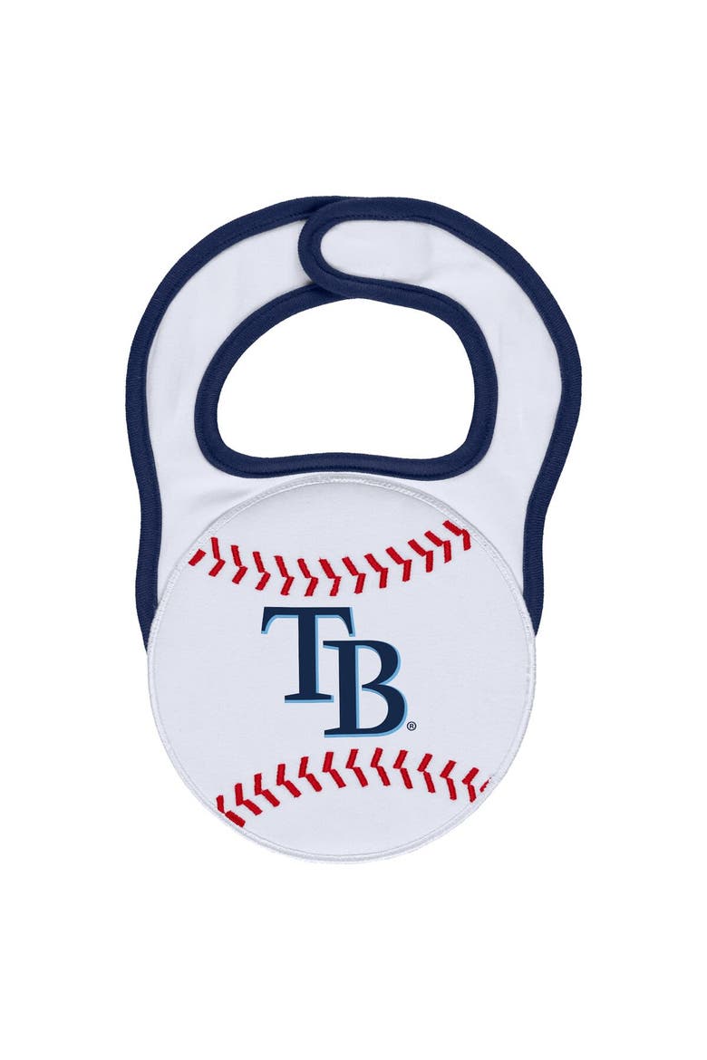 Newborn & Infant WEAR by Erin Andrews White Tampa Bay Rays Sleep & Play Full-Zip Footed Jumper with Bib, Alternate, color, Navy