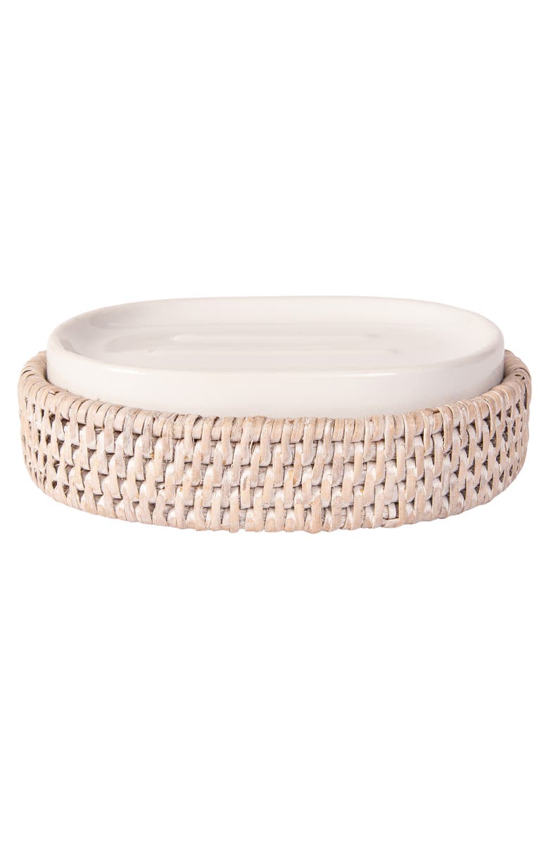 Artifacts Trading Company<sup>™</sup> Artifacts Rattan Rattan Oval Soap Dish with Ceramic Insert, Main, color, Tudor Black