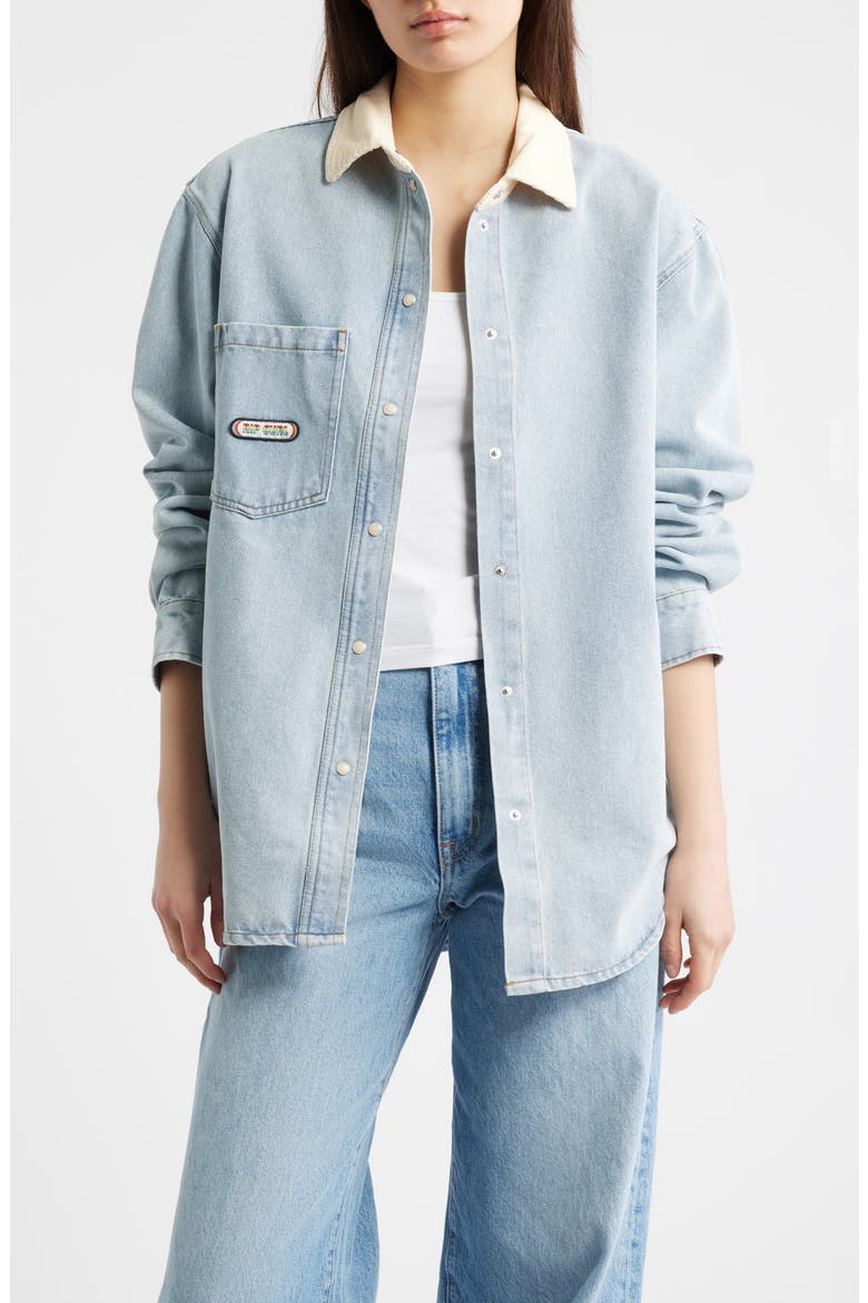 Surf Side Relaxed Fit Denim Shirt Jacket, Main, color, WASHED BLUE
