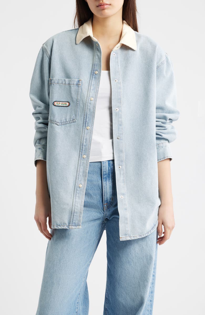Rip Curl Surf Side Relaxed Fit Denim Shirt Jacket, Main, color, Washed Blue