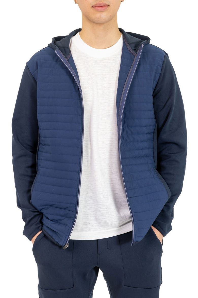 Stretch Cotton Blend Windbreaker Jacket, Main, color, NAVY